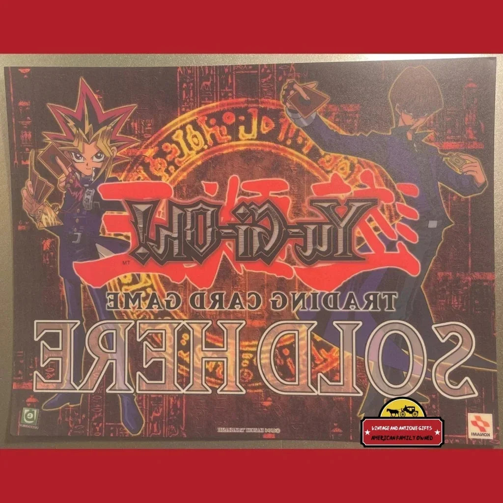 Retro Yu-Gi-Oh! 🃏 Trading Card Game "Sold Here" Window Cling Konami Yugi Kaiba Store Display Sign American Made