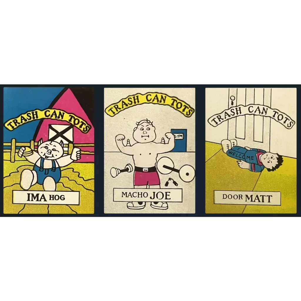 Vintage 1980s Trash Can Tots Complete Series Stickers 🗑️ NOS Vending Set, 10 Strips / 30 Characters