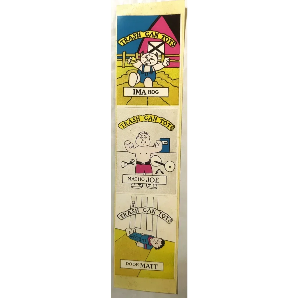 Vintage 1980s Trash Can Tots Complete Series Stickers 🗑️ NOS Vending Set, 10 Strips / 30 Characters