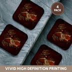 3dRose Heike Köhnen Design Fantasy - T Rex Skeleton on Vintage Background - Coasters
