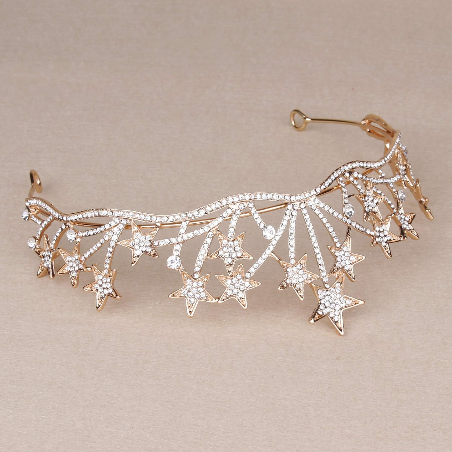 Vofler Gold Tiara Headband Headpiece Crystal Rhinestone Hair Jewelry