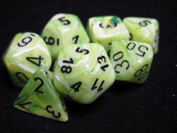 Vortex Dice Polyhedral Bright Green/Black 7-Die Set - 