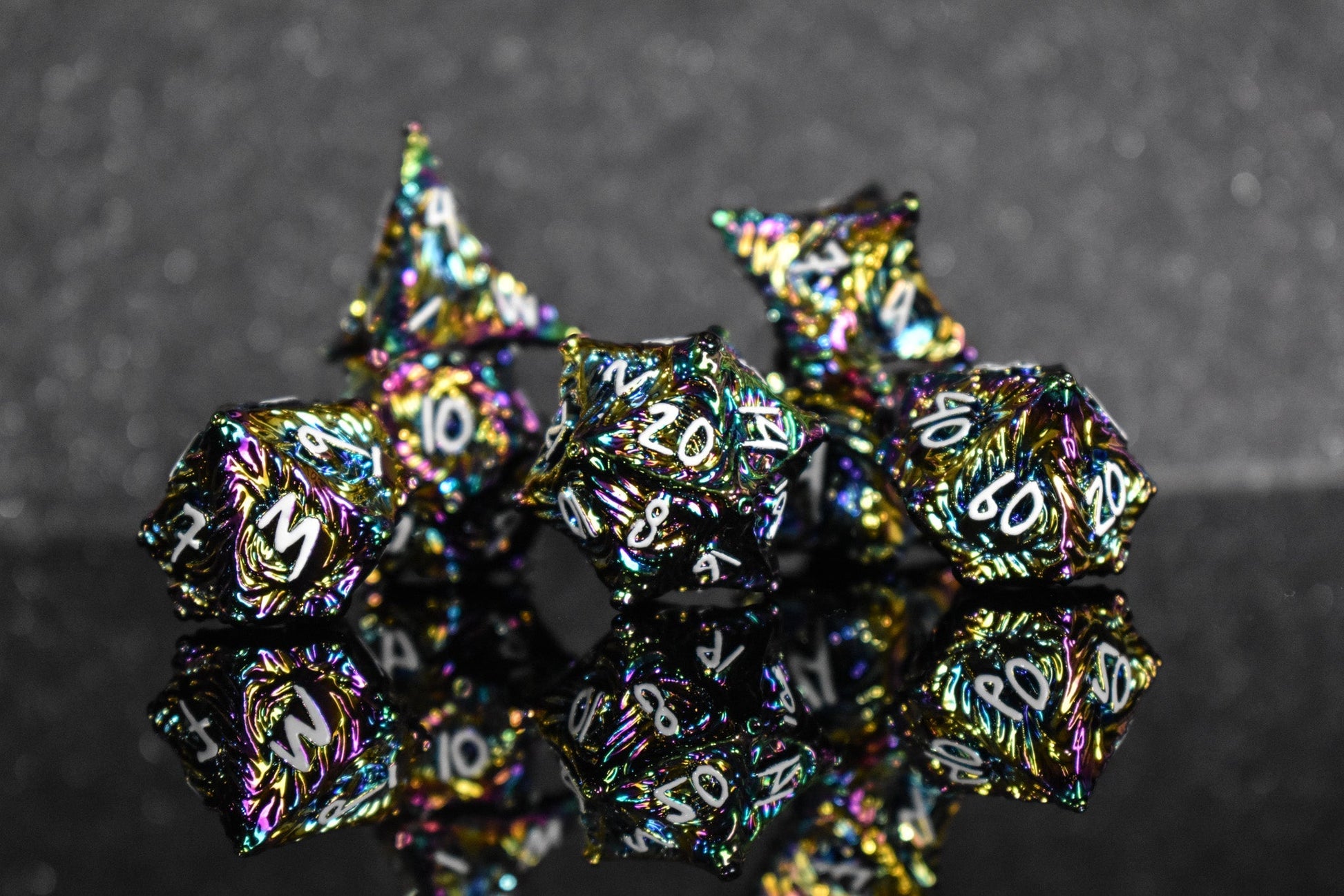 Vortex Warp Metal Dice Set - Iridescent