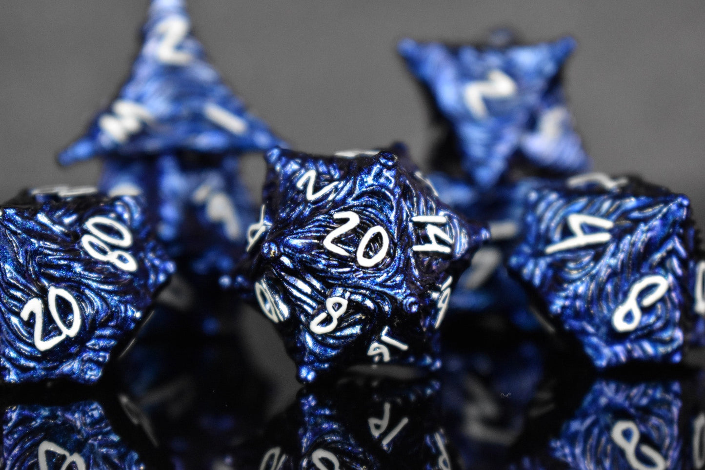 Vortex Warp Metal Dice Set - Pearlescent Blue