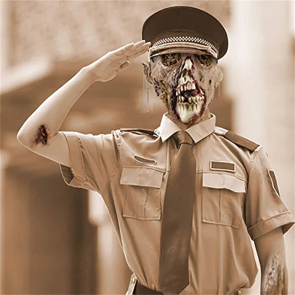 Walking Dead Zombie Head Mask Movie Cosplay Scary Monster Latex Masks Halloween Party Horror Seaweed Zombie Mask Role Play Props