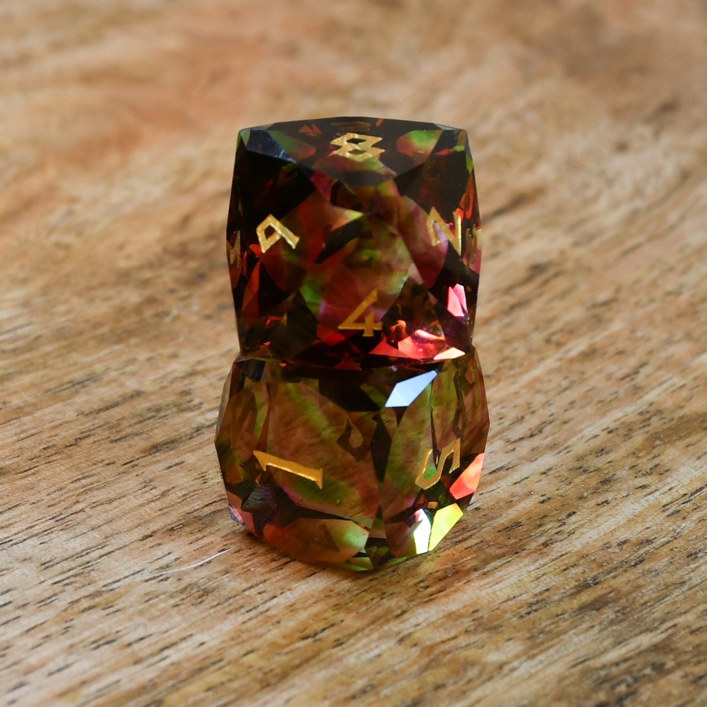 Watermelon Multifaceted Glass Dice Set