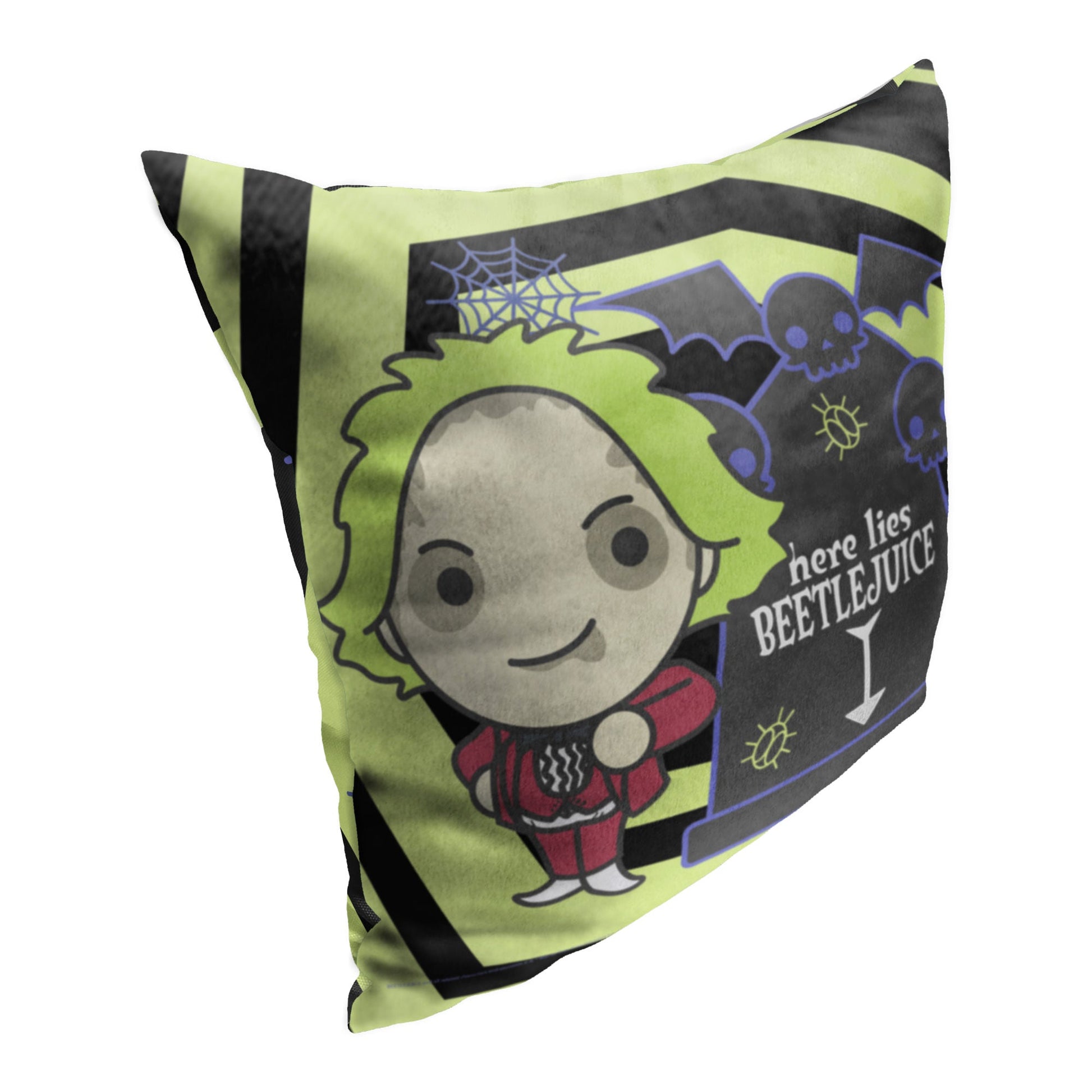 WB-Beetlejuice, Beetlejuice Grave Printed Throw Pillow 18"x18"