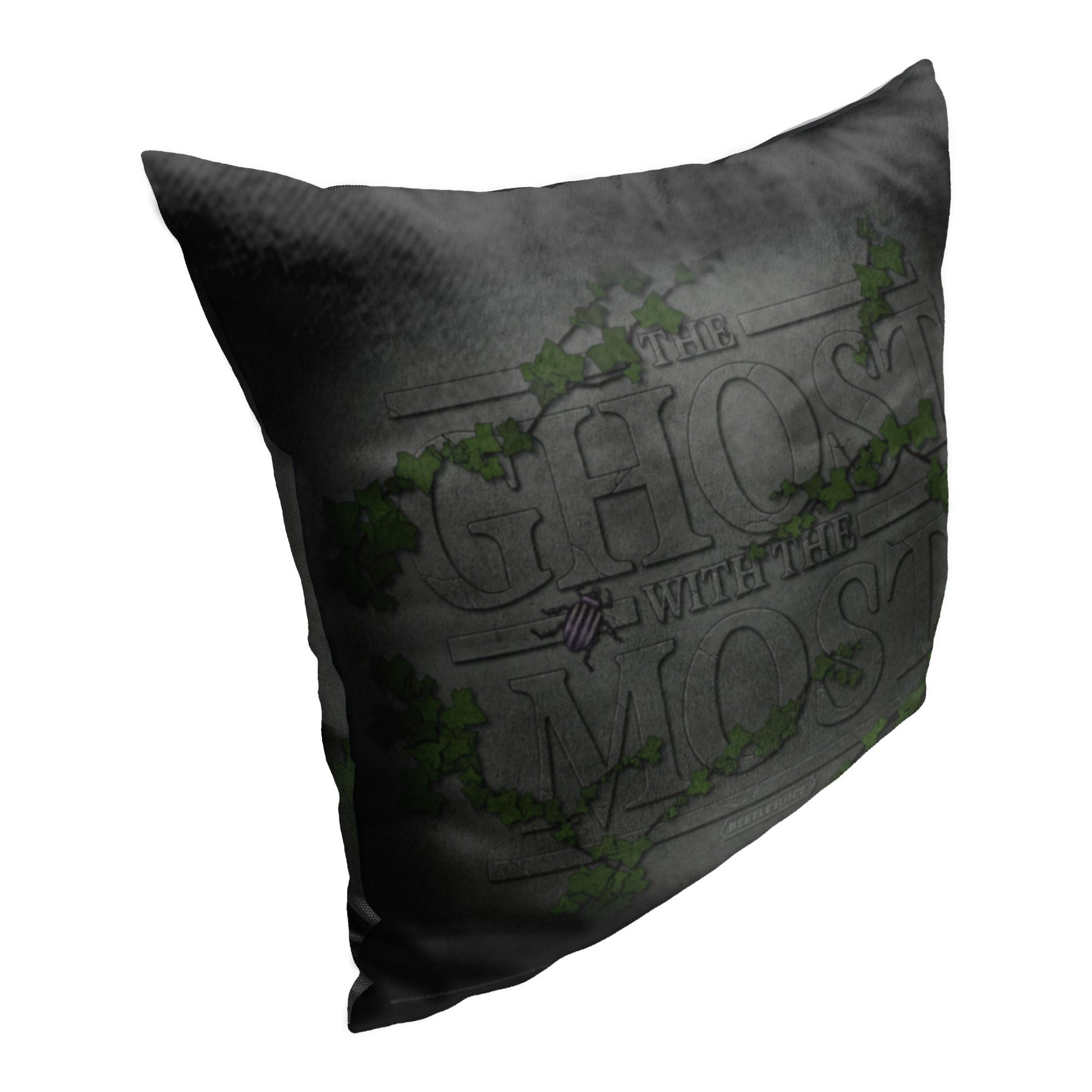 WB-Beetlejuice, Ghostly Gravestone, Printed Throw Pillow, 18"x18"