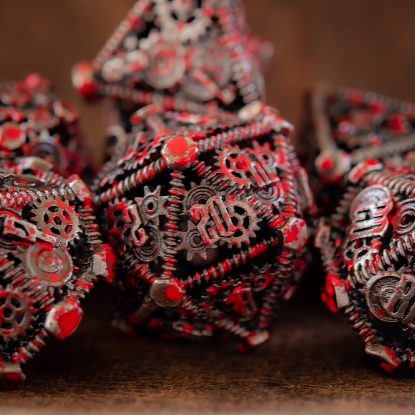 Weird West Wasteland Hollow Metal Dice Set - Blood Splatter