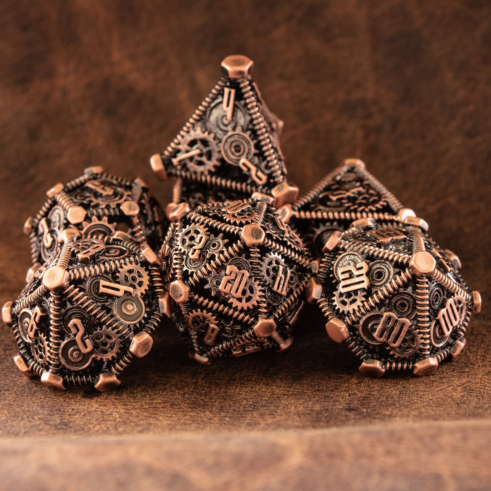 Weird West Wasteland Hollow Metal Dice Set - Bronze