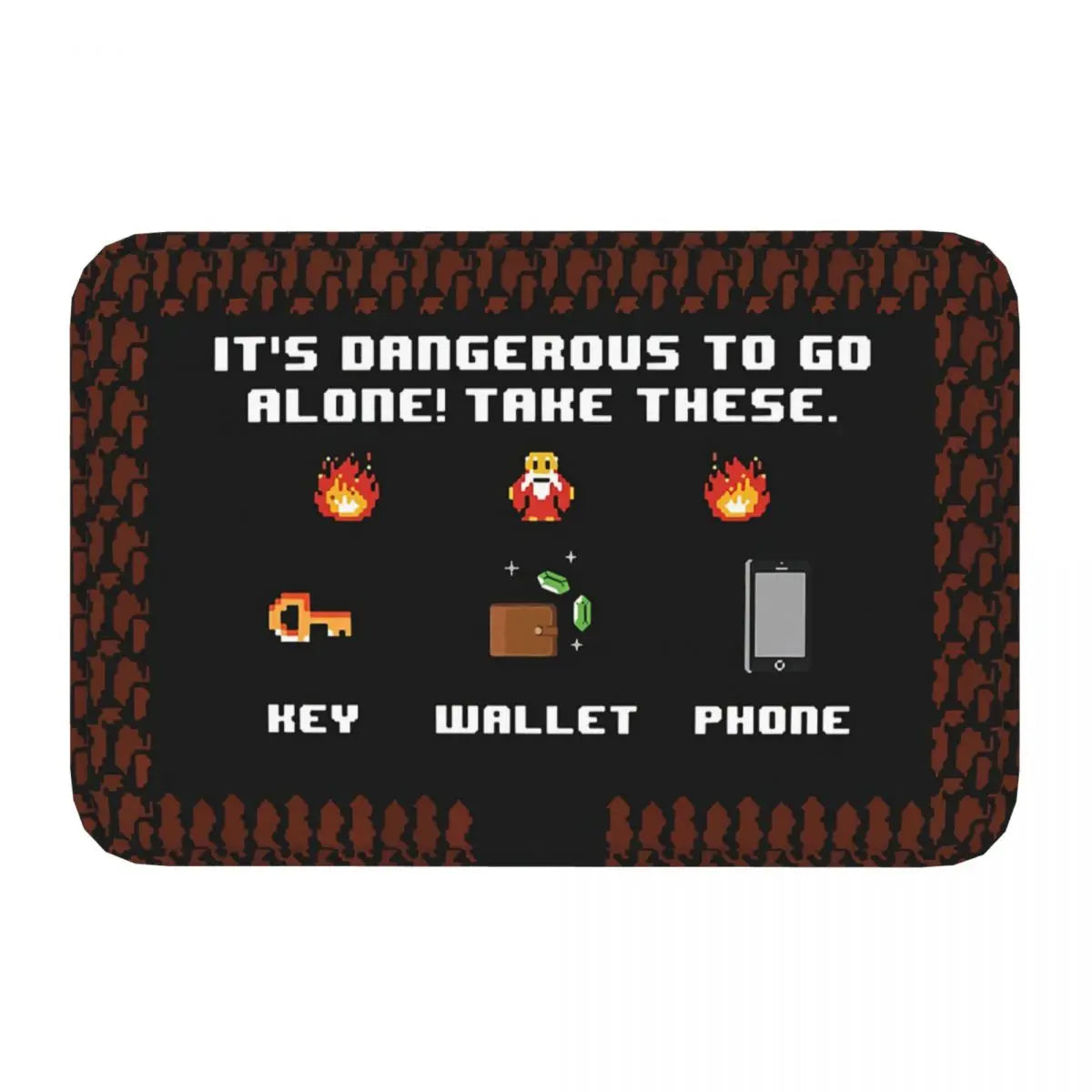 Welcome Bath Mat Dangerous To Go Alone Take 8bit Retro Doormat Kitchen Carpet Outdoor Rug Home Decoration