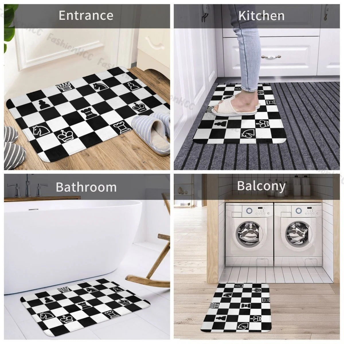 Welcome Bathroom Mat Chess Doormat Kitchen Carpet Outdoor Rug Home Decoration