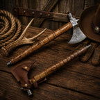 Western Style Smoking Pipe Tomahawk Axe – Handmade Damascus Steel with Rosewood Handle