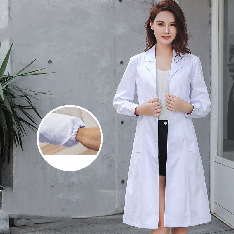 White Coat Long Sleeve Doctor Female Nurse Dress Short Sleeve Lab Coat