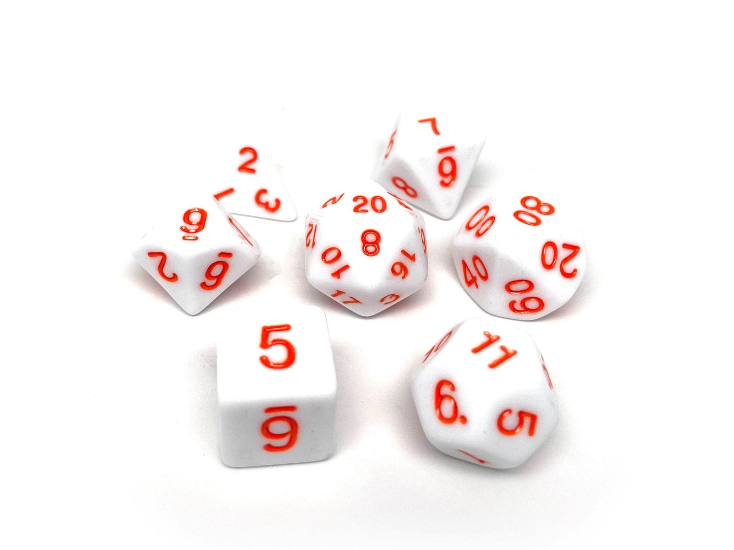 White Opaque with Orange Font - 7 Piece Set - 