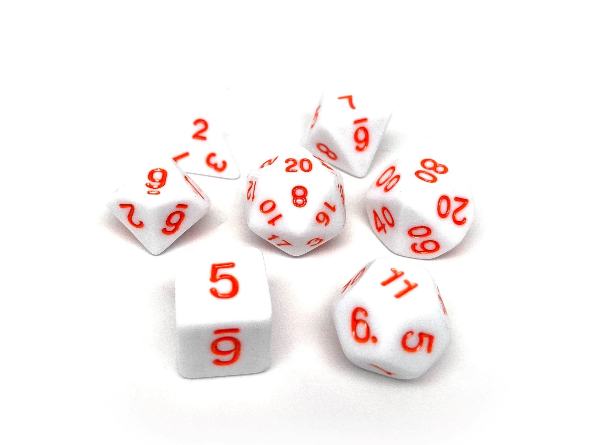 White Opaque with Orange Font - 7 Piece Set - 