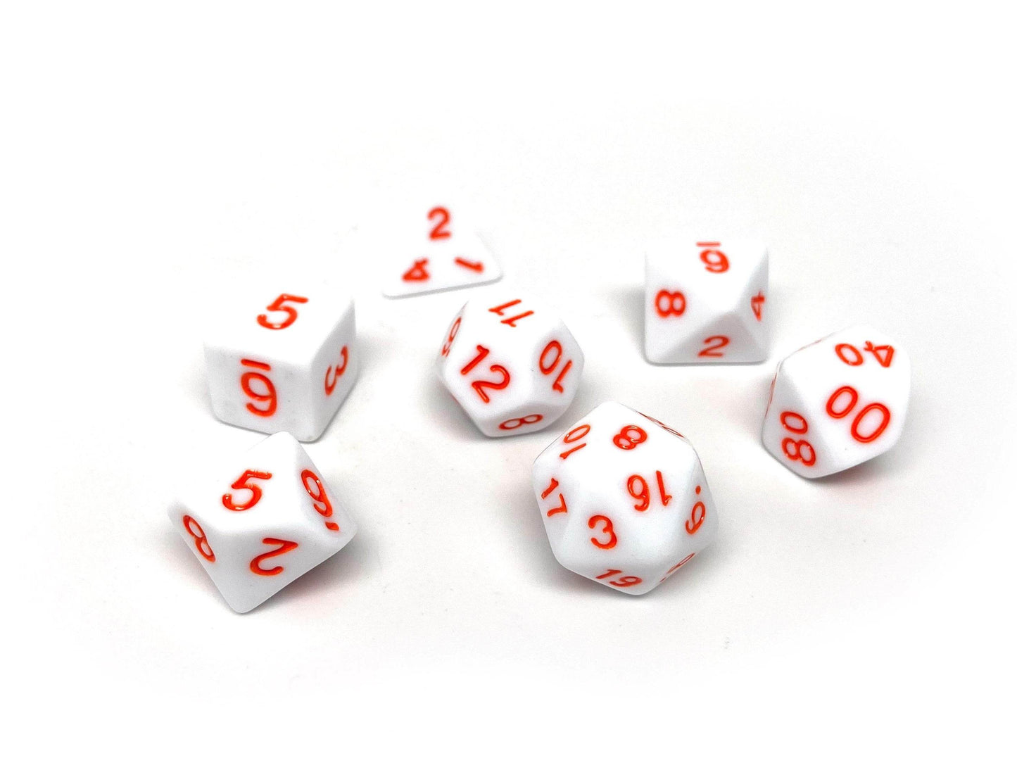 White Opaque with Orange Font - 7 Piece Set - 