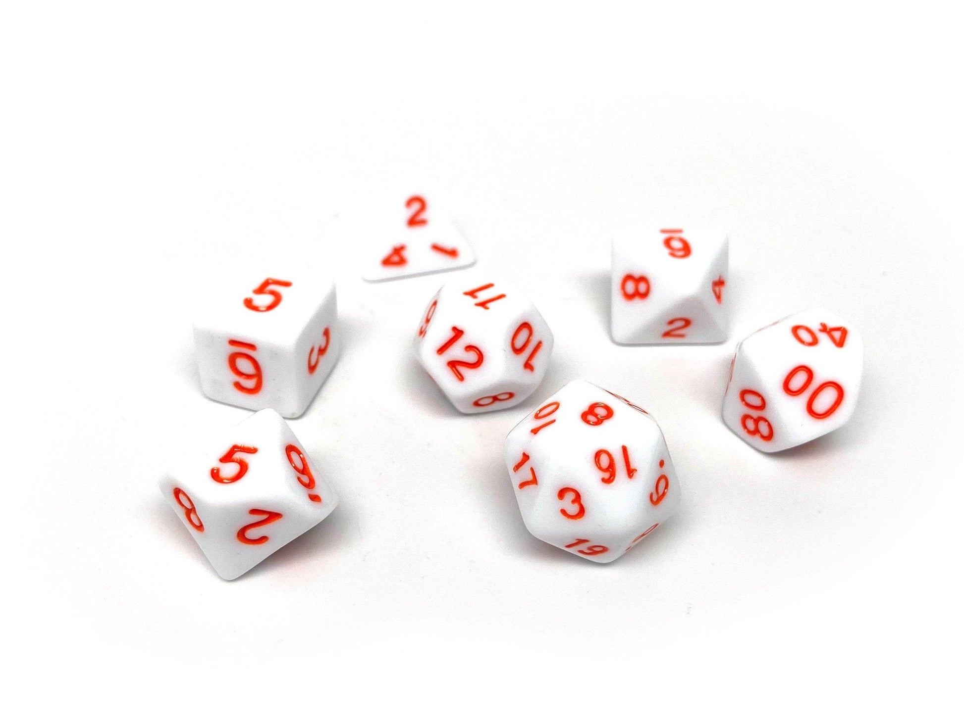 White Opaque with Orange Font - 7 Piece Set - 