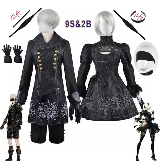 NieR: Automata 9S & 2B Cosplay Costume with Wig and Accessories - 9S Wig Only / S