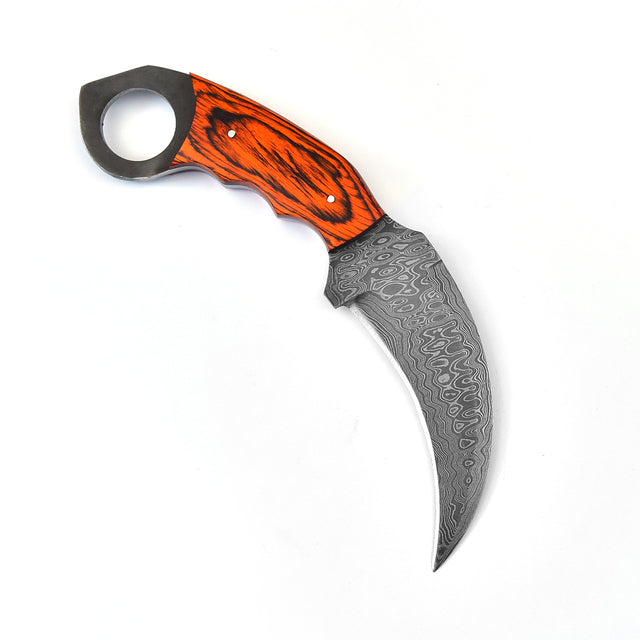 Wild Fixation Fixed Blade Damascus Karambit Knife