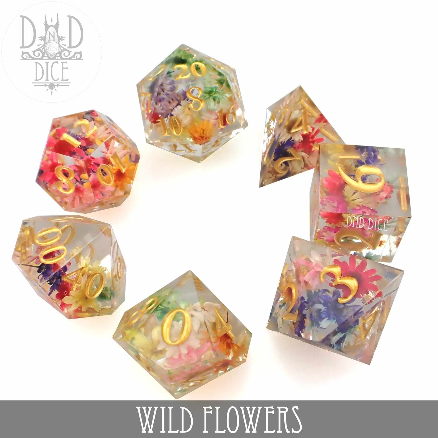 Wild Flowers Handmade Dice Set