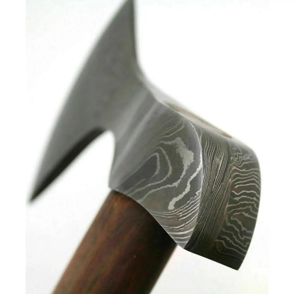 Custom Handmade Damascus Steel Burl Wood Axe Hatchet Tomahawk MB-0027