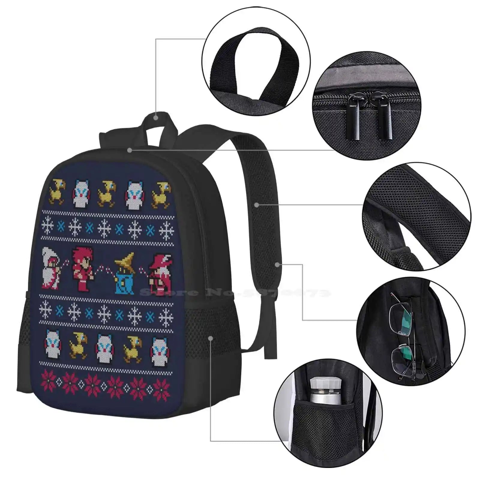 Winter Fantasy School Bag Big Capacity Backpack Laptop Video Games Videogame Gaming Gamer Old School Video Game Final Fantasy