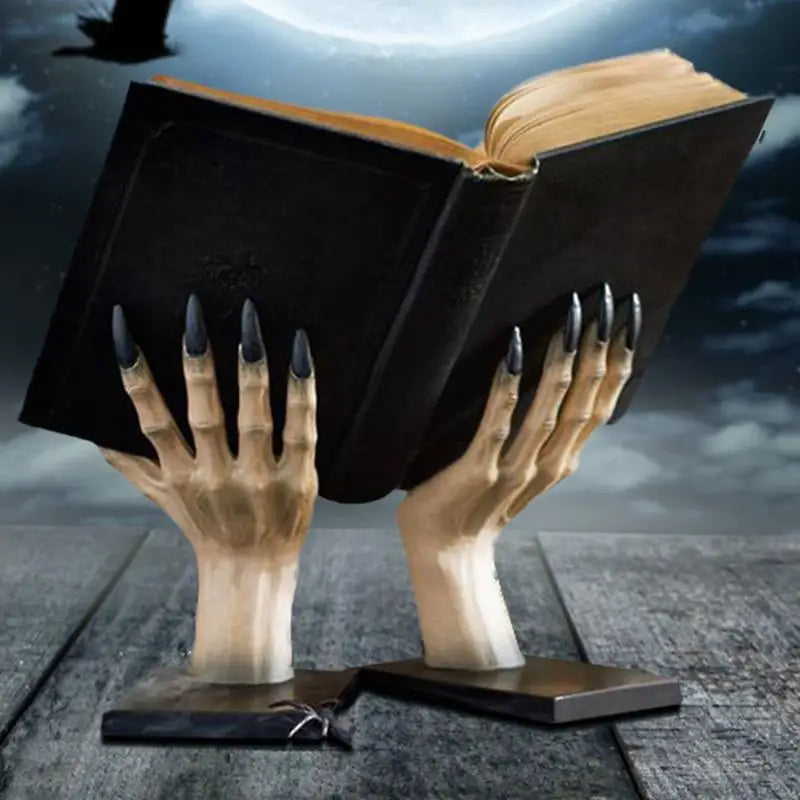 Witch Hand Decorative Bookend Resin Halloween Shelves Bookends Anti-Slip Book Support For Organized Libraries Bookshelf Stopper