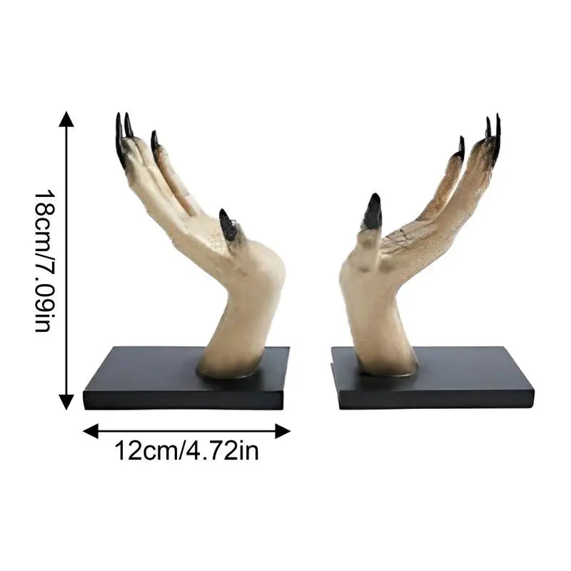 Witch Hand Decorative Bookend Resin Halloween Shelves Bookends Anti-Slip Book Support For Organized Libraries Bookshelf Stopper