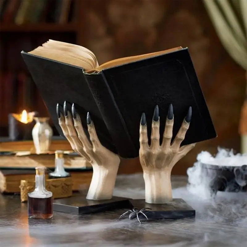 Witch Hand Decorative Bookend Resin Halloween Shelves Bookends Anti-Slip Book Support For Organized Libraries Bookshelf Stopper