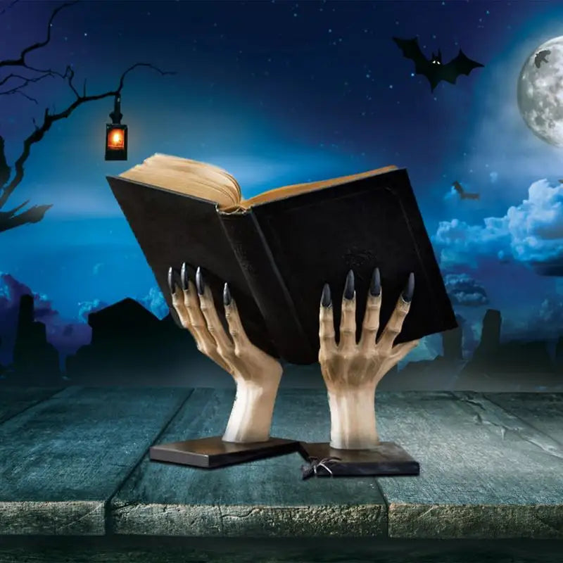 Witch Hand Decorative Bookend Resin Halloween Shelves Bookends Anti-Slip Book Support For Organized Libraries Bookshelf Stopper