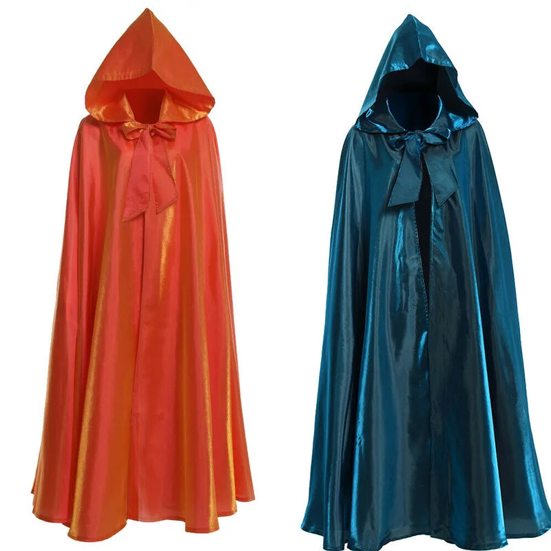 Witchcraft Vampire Robe Hooded Cloak Cosplay Satin Medieval Cloak With Hood Monk Costumes Medieval Cover Halloween Costume