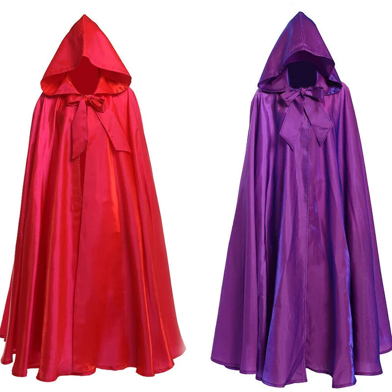 Witchcraft Vampire Robe Hooded Cloak Cosplay Satin Medieval Cloak With Hood Monk Costumes Medieval Cover Halloween Costume