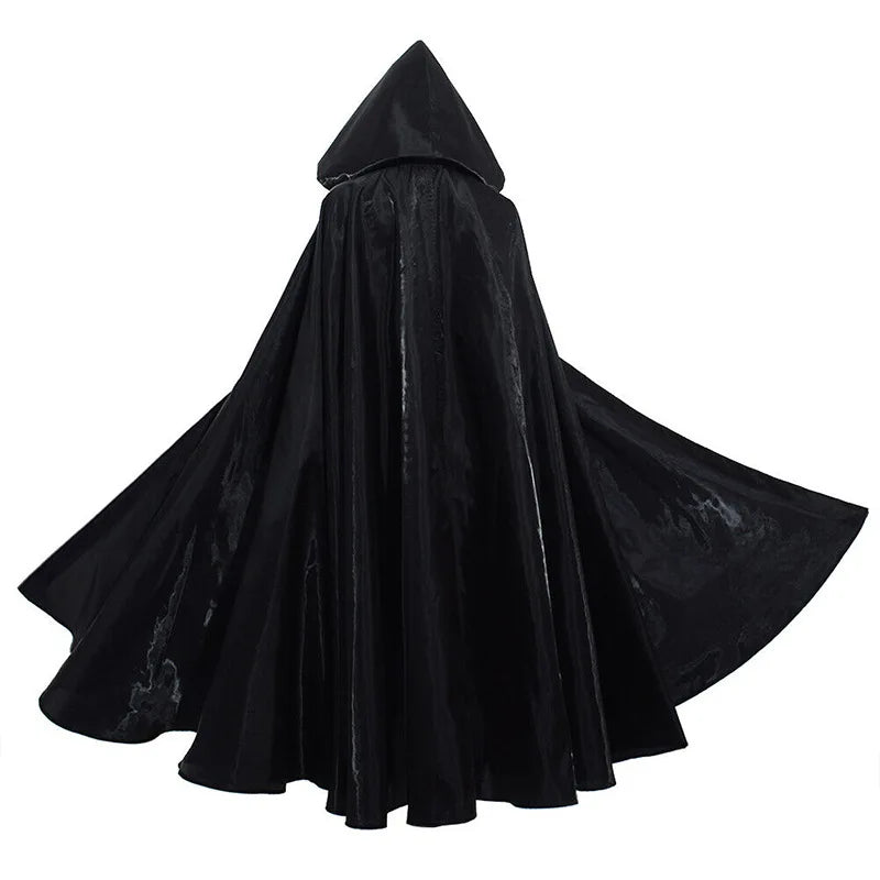 Witchcraft Vampire Robe Hooded Cloak Cosplay Satin Medieval Cloak With Hood Monk Costumes Medieval Cover Halloween Costume