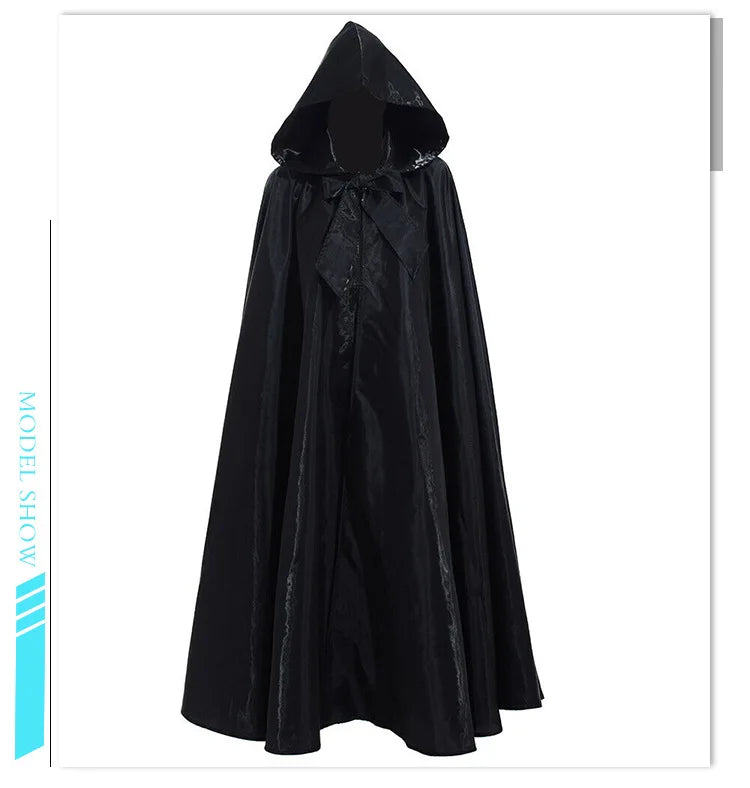 Witchcraft Vampire Robe Hooded Cloak Cosplay Satin Medieval Cloak With Hood Monk Costumes Medieval Cover Halloween Costume