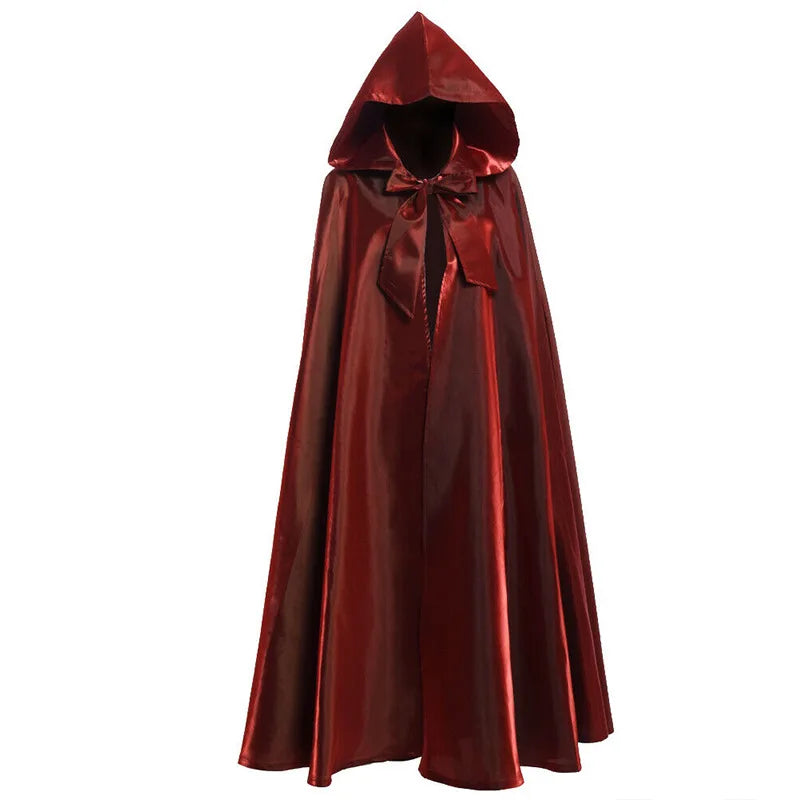 Witchcraft Vampire Robe Hooded Cloak Cosplay Satin Medieval Cloak With Hood Monk Costumes Medieval Cover Halloween Costume