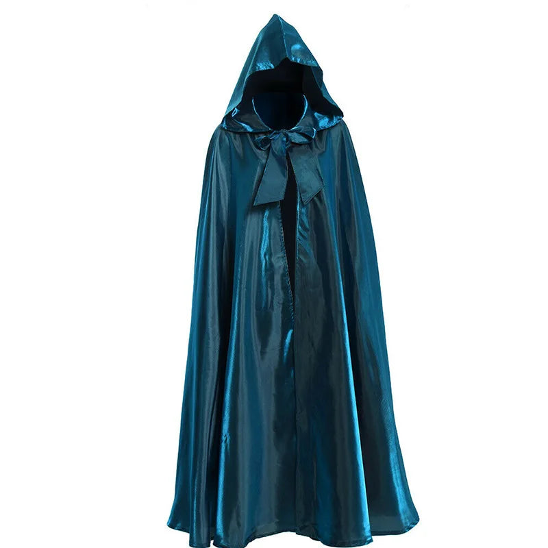 Witchcraft Vampire Robe Hooded Cloak Cosplay Satin Medieval Cloak With Hood Monk Costumes Medieval Cover Halloween Costume