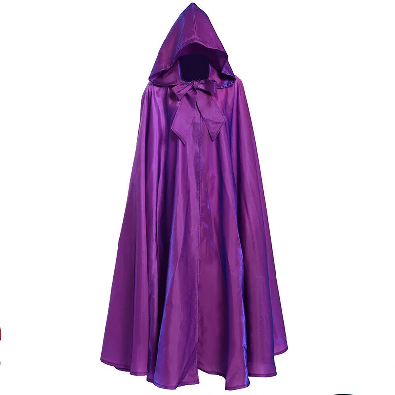 Witchcraft Vampire Robe Hooded Cloak Cosplay Satin Medieval Cloak With Hood Monk Costumes Medieval Cover Halloween Costume