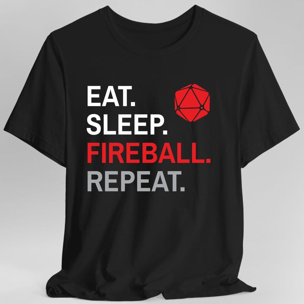 Wizard Class T-Shirt – 'Eat, Sleep, Fireball, Repeat'
