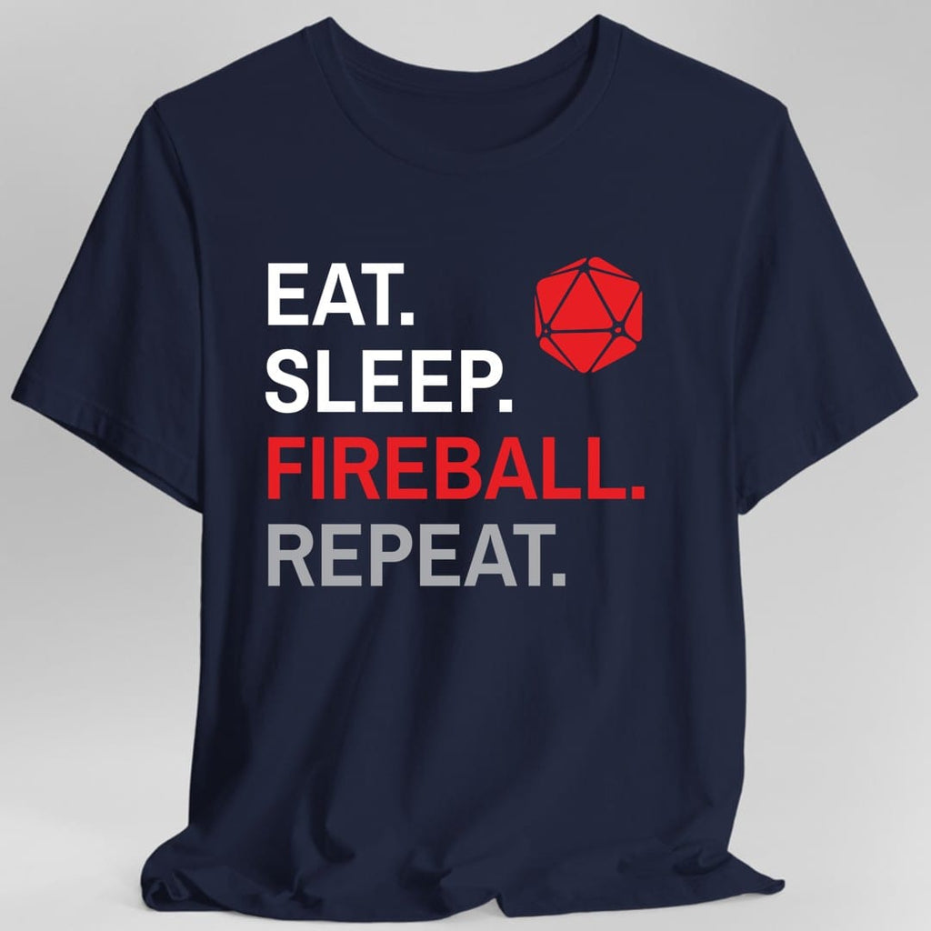 Wizard Class T-Shirt – 'Eat, Sleep, Fireball, Repeat'