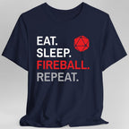 Wizard Class T-Shirt – 'Eat, Sleep, Fireball, Repeat'