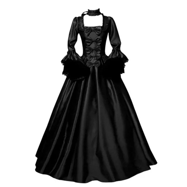 Women Medieval Palace Court Princess Dress Elegant Ball Gown Square Collar Lace  Renaissan Punk Halloween Cosplay Costume