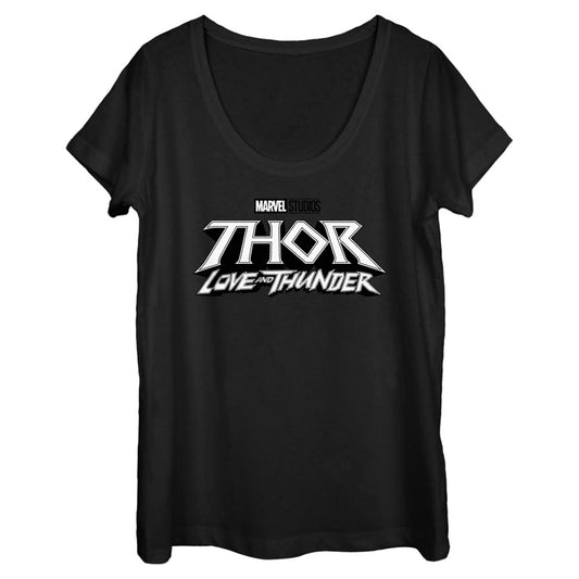 Women's Marvel White Logo Scoop Neck T-Shirt