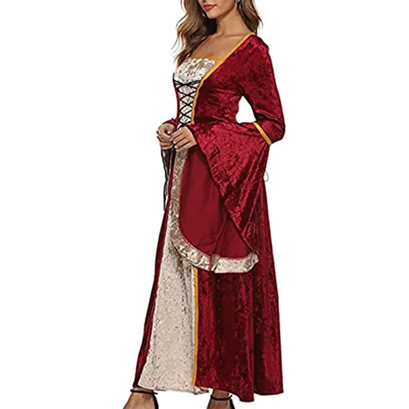 Women's Renaissance Medieval Costume Over Long Retro Gown