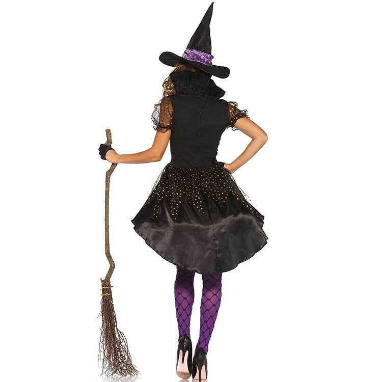 Women's Witch Costume with Hat Halloween Dress Set