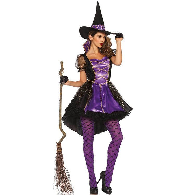 Women's Witch Costume with Hat Halloween Dress Set