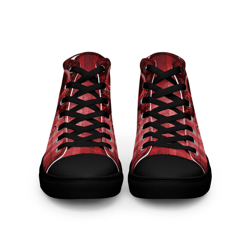 Gothic Skull and Heart Women’s High Top Canvas Shoes - 5