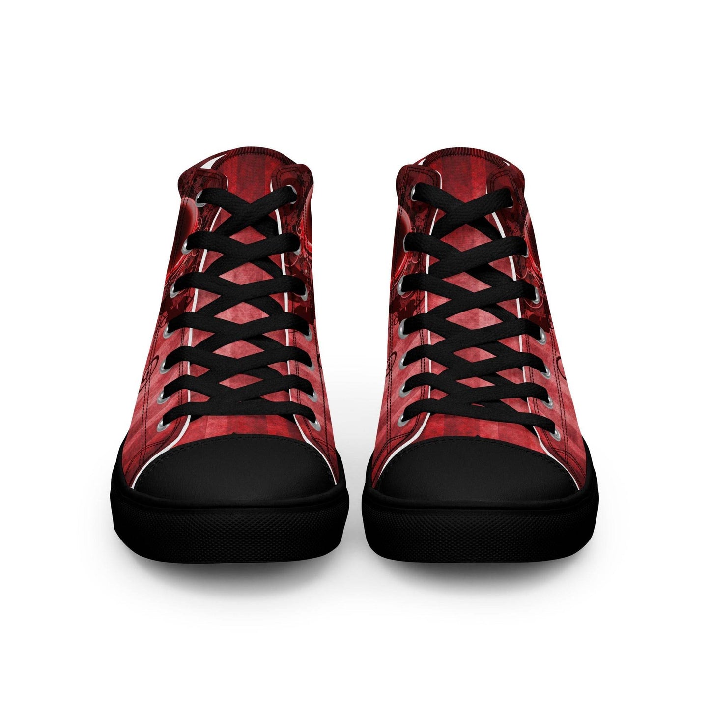 Gothic Skull and Heart Women’s High Top Canvas Shoes - 5