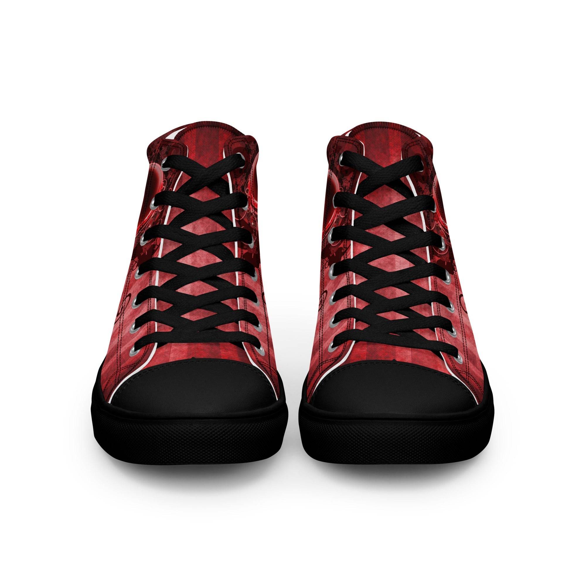 Gothic Skull and Heart Women’s High Top Canvas Shoes - 5