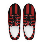 Black and Red Striped Women’s Lace-up Canvas Shoes - 5